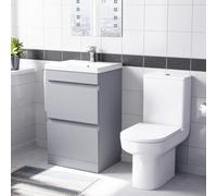 Nes Home Matte Grey 500mm 2 Drawers Basin Vanity & Rimless Close Couple Toilet