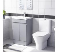 Nes Home Matte Grey 500mm Basin Vanity & Close Coupled Toilet Set