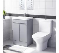 Nes Home Matte Grey 500mm Basin Vanity & Rimless Close Coupled Toilet