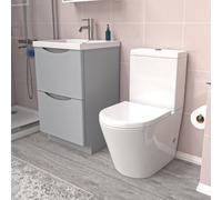 Nes Home Matte Grey 500mm Basin Vanity Unit And Rimless Close Coupled Toilet