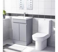 Nes Home Matte Grey 500mm Basin Vanity Unit & Rimless Close Coupled Toilet