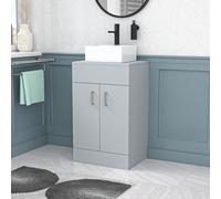Nes Home Matte Grey 500mm Bathroom Doors Vanity Unit Rectangle Ceramic Basin