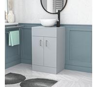 Nes Home Matte Grey 500mm Bathroom Doors Vanity Unit Round Ceramic Basin