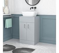 Nes Home Matte Grey 500mm Bathroom Doors Vanity Unit Rounded Rectangle Basin