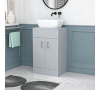 Nes Home Matte Grey 500mm Bathroom Doors Vanity Unit Rounded Rectangle Basin