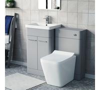 Nes Home Matte Grey 500mm Freestanding Basin Vanity WC Unit & Square Toilet