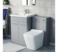 Nes Home Matte Grey 500mm Freestanding Basin Vanity WC Unit & Square Toilet Flat Pack