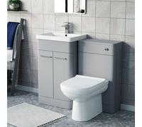 Nes Home Matte Grey 500mm Freestanding Basin Vanity WC Unit & Toilet Flat Pack