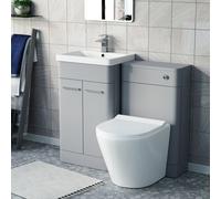 Nes Home Matte Grey 500mm Freestanding Basin Vanity Wc Unit & Toilet Flat Pack