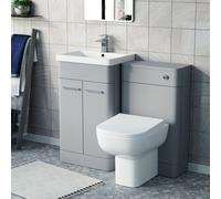 Nes Home Matte Grey 500mm Freestanding Vanity Wc Unit & Rimless Btw Toilet