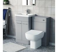 Nes Home Matte Grey 500mm Freestanding Vanity WC Unit & Rimless BTW Toilet