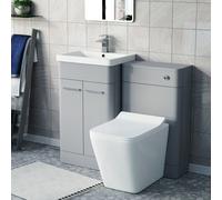 Nes Home Matte Grey 500mm Freestanding Vanity Wc Unit & Square Toilet