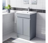 Nes Home Matte Grey 500mm Pvc Freestanding Bathroom Basin Vanity Unit