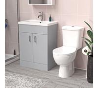 Nes Home Matte Grey 600 mm Basin Vanity Unit & Toilet