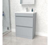 Nes Home Matte Grey 600mm 2 Drawer Floorstanding Vanity Cabinet And Basin