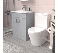 Nes Home Matte Grey 600mm Basin Vanity Unit & Close Coupled Toilet