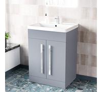Nes Home Matte Grey 600mm Bathroom Basin Sink Cabinet & Ceramic Basin