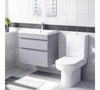 Nes Home Matte Grey 600mm Drawers Vanity Unit Wall Hung & Rimless Toilet Set