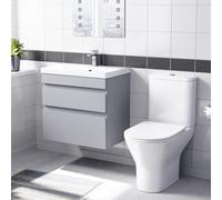Nes Home Matte Grey 600mm Drawers Vanity Unit Wall Hung & Rimless Toilet Set
