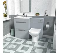 Nes Home Matte Grey 600mm Floorstanding 2 Drawer Vanity WC Unit & BTW Toilet