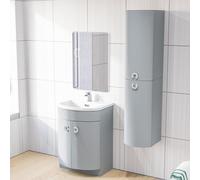 Nes Home Matte Grey 600mm Freestanding Basin Vanity Unit & Wall Bathroom Storage