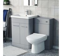 Nes Home Matte Grey 600mm Freestanding Basin Vanity Wc Unit & Toilet Flat Pack