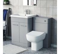 Nes Home Matte Grey 600mm Freestanding Vanity Wc Unit & Rimless Btw Toilet