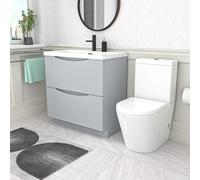 Nes Home Matte Grey 800mm Basin Vanity Unit and Rimless Close Coupled Toilet