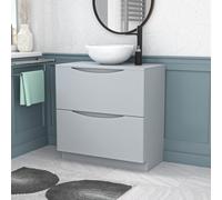 Nes Home Matte Grey 800mm Freestanding Vanity Round Ceramic Countertop Basin