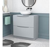 Nes Home Matte Grey 800mm Freestanding Vanity Unit With Round Ceramic Basin
