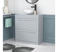 Nes Home Matte Grey 800mm Vanity Cabinet & Modern Round Counter Top Basin Sink