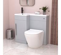 Nes Home Matte Grey 900mm L-Shape Left Hand Vanity Unit & Toilet