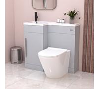 Nes Home Matte Grey 900mm Left Hand WC Basin Vanity and Toilet Unit