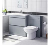 Nes Home Matte Grey Freestanding 800mm Drawers Vanity, WC Unit & BTW Toilet