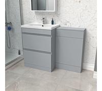 Nes Home Matte Grey Freestanding PVC 600mm 2 Drawers Vanity & WC Unit