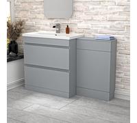 Nes Home Matte Grey Freestanding PVC 800mm 2 Drawers Vanity & WC Unit