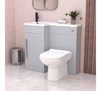 Nes Home Matte Grey L Shape LH 900mm Vanity WC Unit & Round BTW Toilet