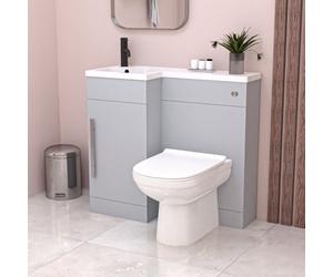 Nes Home Matte Grey L Shape Lh 900mm Vanity Wc Unit & Btw Toilet