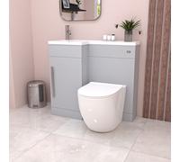 Nes Home Matte Grey LH Flat Pack Vanity WC Unit with Resin Basin & BTW Toilet