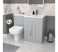 Nes Home Matte Grey Rh 1100mm Vanity Cabinet Basin Sink & Rimless Btw Toilet