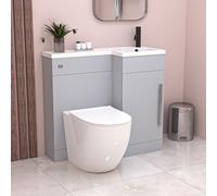 Nes Home Matte Grey RH Vanity WC Unit with Resin Basin & BTW Toilet