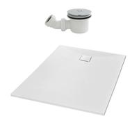 Nes Home Matte White 1200 X 760mm Rectangular Polymarble Shower Tray With Waste