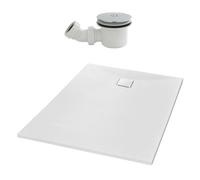 Nes Home Matte White 1200 X 900mm Rectangular Polymarble Shower Tray With Waste