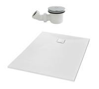 Nes Home Matte White 1400 X 900mm Rectangular Polymarble Shower Tray With Waste