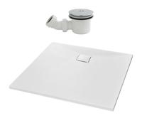 Nes Home Matte White 700 X 700mm Rectangular Polymarble Shower Tray With Waste
