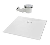 Nes Home Matte White 900 X 900mm Rectangular Polymarble Shower Tray With Waste