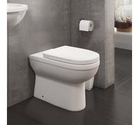 Nes Home Melbourne Back To Wall Vitreous Ceramic Modern White Toilet Pan, Soft Close Seat
