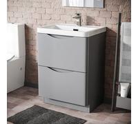 Nes Home Merton 600mm Freestanding Modern Matte Grey Mdf Vanity With Basin