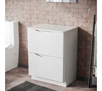 Nes Home Merton 600mm Gloss White 2 Drawer Work Top Freestanding Vanity Unit Bathroom