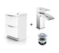 Nes Home Merton Basin Vanity Unit And Waterfall Mono Mixer Tap And Waste Set